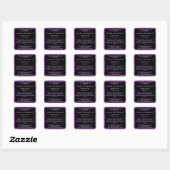 Zwart & Paarse Glitter Parfum Roller Flessenlabel Vierkante Sticker (Vel)
