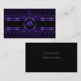 Zwart-Paarse  Gothische monogrammen Visitekaartje