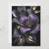 Zwart Paarse Grijze Bloemen 45e Jubileum Kaart (Achterkant)