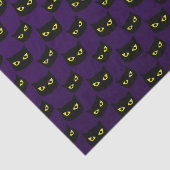 Zwart paarse kat gele ogen Halloween patroon Tissuepapier (Detail)