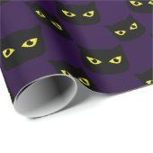 Zwart-paarse kattenhalloween patroon cadeaupapier (Rol Hoek)