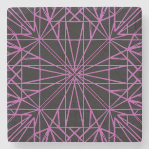 Zwart & Paarse/magenta geometrische symmetrie Stenen Onderzetter
