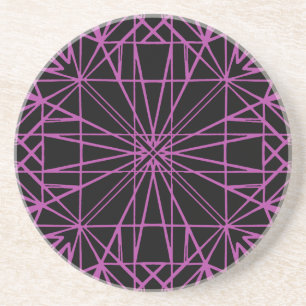 Zwart & Paarse/magenta geometrische symmetrie Zandsteen Onderzetter