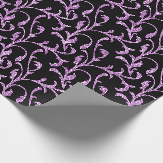 Zwart & Paarse Patroon Spooky Halloween Vibe Cadeaupapier (Hoek)