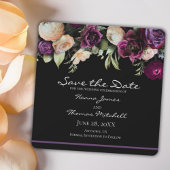Zwart Paarse Romantisch Moody Bloemen Bruiloft Save The Date