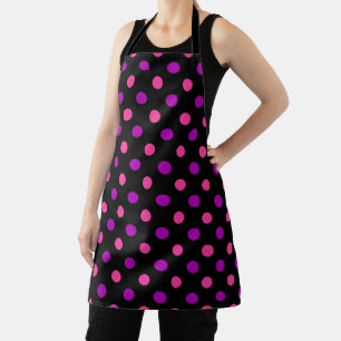 Zwart Paarse Roze Stippen Patroon Schort