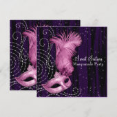 Zwart Paarse Roze Sweet 16 Masquerade Party Kaart (Voorkant / Achterkant)