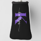 Zwart-Paarse-scriptmonogram Golfheadcover (Draai 90)