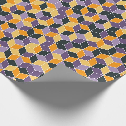 Zwart Paarse Sinaasappel Bold Fun Herfst Verjaarda Cadeaupapier (Hoek)