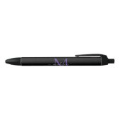 Zwart Paarse Violet Monogram Elegant Script Naam Zwarte Inkt Pen (Bovenkant)