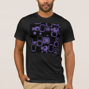 Zwart, Paarse, Violet Retro Abstract Art T-shirt