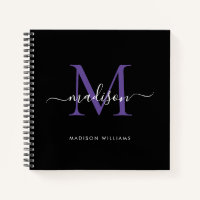 Zwart Paarse Violette Monogram Initiaal Script Naa