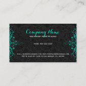 Zwart Paisley & Blauwgroen-Groen Bloemen Kant 2 Visitekaartje (Achterkant)