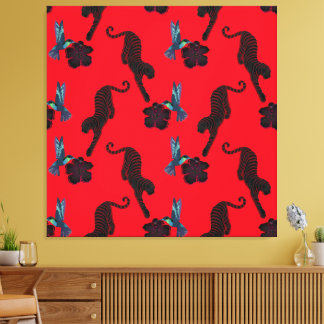 Zwart panter maximalistisch canvasprint canvas afdruk