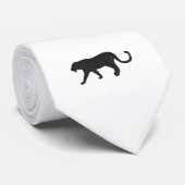 Zwart panter op witte Stropdas (Opgerold)