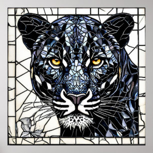 Zwart Panther Glas-in-lood Kunst Cadeau Voor Thuis Poster