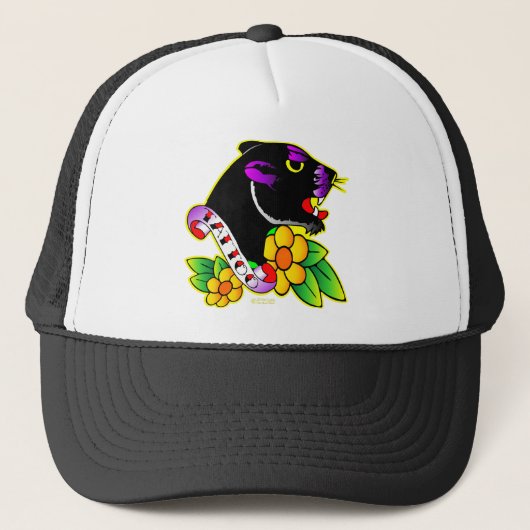 Zwart pantherTattoo Trucker Pet (Voorkant)