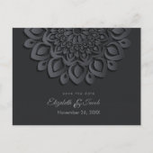 Zwart papier gesneden mandala de datum opslaan briefkaart (Voorkant)