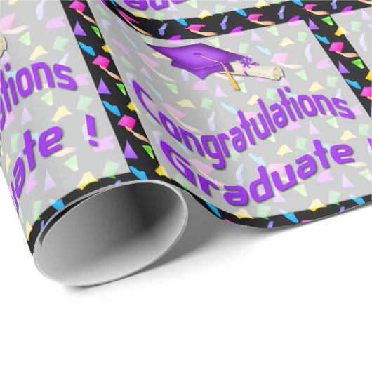 Zwart papier met Confetti Afstuderen-opvulpapier (Rol Hoek)