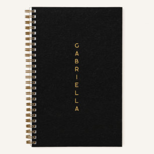 Zwart papier textuur & goud minimale naam notitieboek