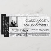 Zwart Parijs Bruiloft Boarding Pass (Voorkant / Achterkant)