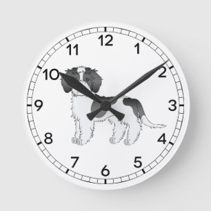 Zwart Parti-kleur Mini Goldendoodle Cartoon Hond Ronde Klok