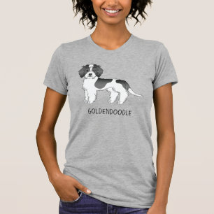 Zwart Parti-kleur Mini Goldendoodle Hond & Tekst T-shirt
