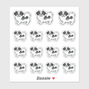 Zwart Parti-Kleur Tibetaanse Spaniel Cartoon Honde Sticker