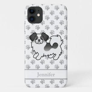 Zwart Parti-Kleur Tibetaanse Spaniel Hond & Naam iPhone 11 Hoesje