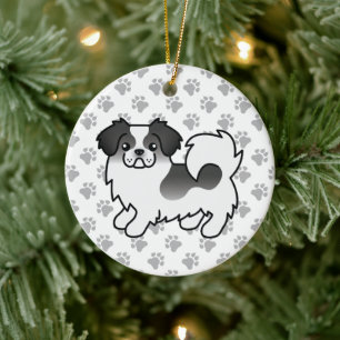 Zwart Parti-Kleur Tibetaanse Spaniel Schattige Car Keramisch Ornament