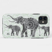 Zwart & pastel bloemolifant-monogram Case-Mate iPhone case (Achterkant (horizontaal))