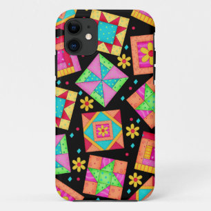 Zwart patchwork Quilt Art iPhone 5 Hoesje