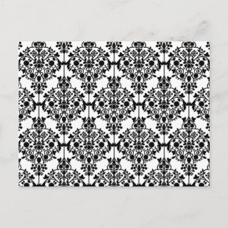 Zwart Patroon 1 van het Damast Vintage Bloemen Briefkaart