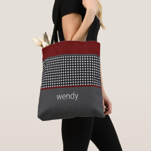Zwart patroon met burgundy draagtas