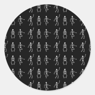 Zwart patroon Skeletten dood dance botten spooky Ronde Sticker