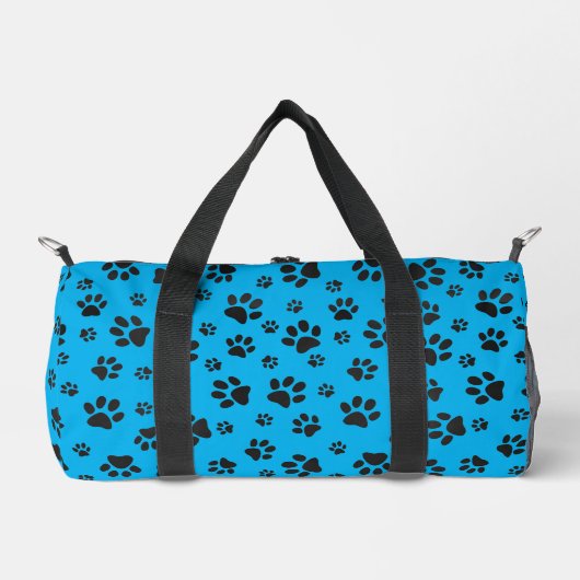 Zwart Paw Prints Design Duffel Bag Plunjezak (Voorkant)