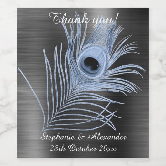 ZWART PEACOCK WINE ETIKET (Enkel label)