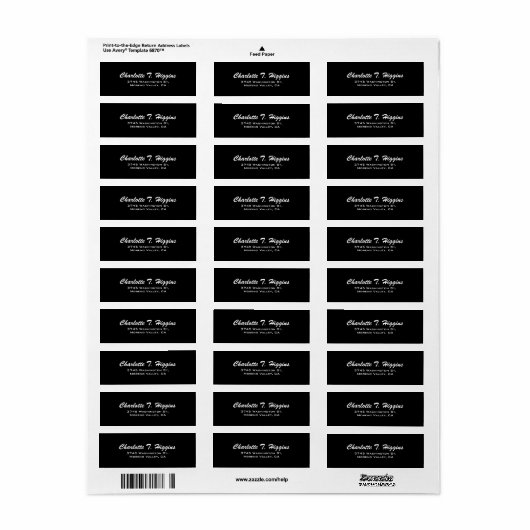 Zwart penseelscript Elegant Minimalistisch Modern Etiket (Full Sheet)