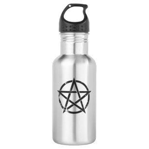 Zwart pentagram - Pagaansymbool Waterfles