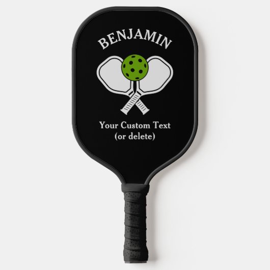 Zwart personaliseer Pickleball-naam, Logo en tekst Pickleball Paddle (Voorkant)