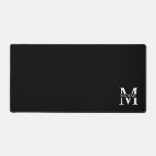 Zwart persoonlijk monogram en naam bureaumat
