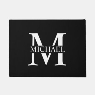 Zwart persoonlijk monogram en naam deurmat