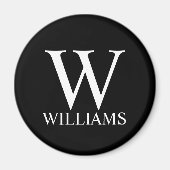 Zwart persoonlijk monogram en naam magneet (Voorkant)