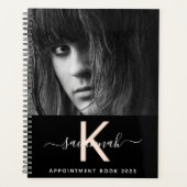 Zwart perzik foto monogram 2026 planner (Voorkant)