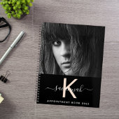 Zwart perzik foto monogram 2026 planner