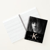 Zwart perzik foto monogram notitieboek (Binnen)