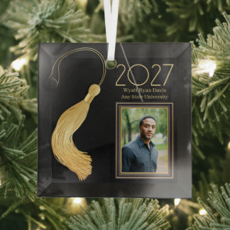 Zwart Pet en jurk met gouden kwastje Glas Ornament
