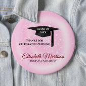 Zwart Pet op roze Ronde Button 6,0 Cm (In situ)