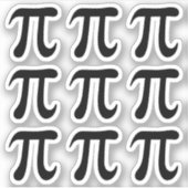 Zwart pi symbool stickers, set van negen sticker (Voorkant)