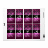 ZWART PINK FUCHSIA PAARS AMETHYST DAMASKMONOGRAM ETIKET (Full Sheet)